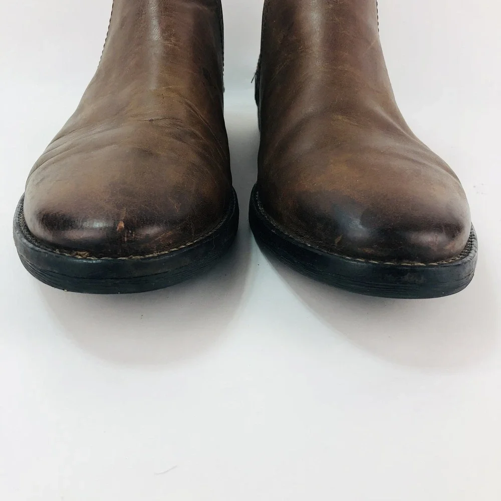 River Island Mens 8.5 Brown Leather Pull On Chelsea Ankle Boots Casual